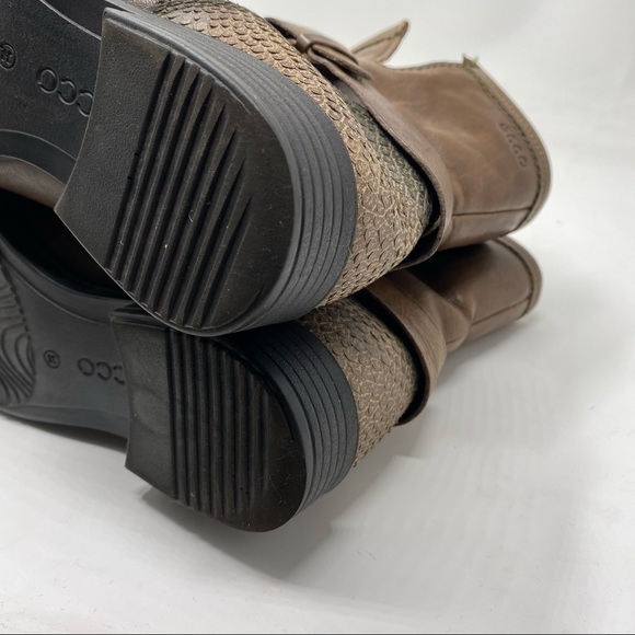 Ecco Moto Ankle Boots Brown 38 Leather Booties - Picture 11 of 14